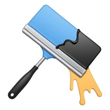 hand holding squeegee with ink dripping, screenprinting context, bold colors sticker