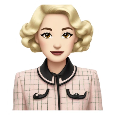 Tweed pastel colored chanel suit with black piping  sticker