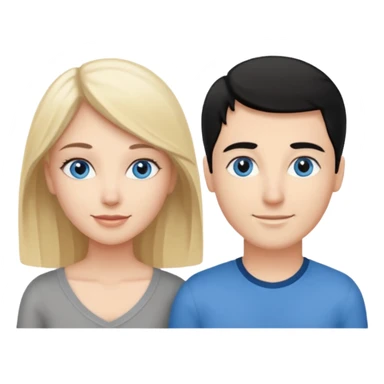 Blond woman with blue eyes on left. And a Man with black hair and grey eyecolor in the middle. And a blank woman with brown hair and grey eyes on the right. Happy together sticker