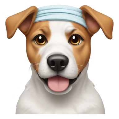 dog with skincare headband sticker