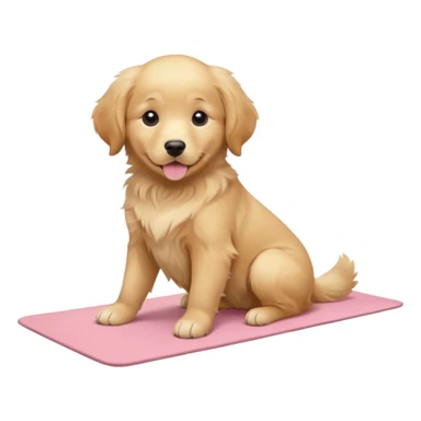 Silly Golden retriever puppy on light pink yoga mat sticker