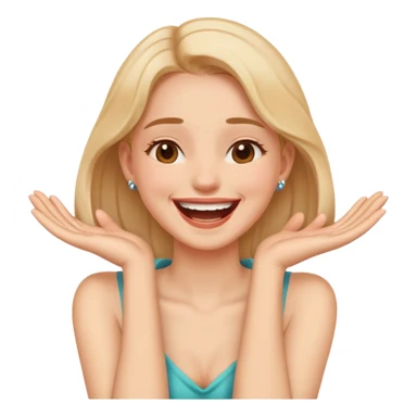 Girl holding her neck with hands laughing  sticker
