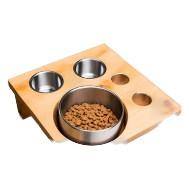 Elevated pine wood dog feeder with 2 stainless steel bowls sticker