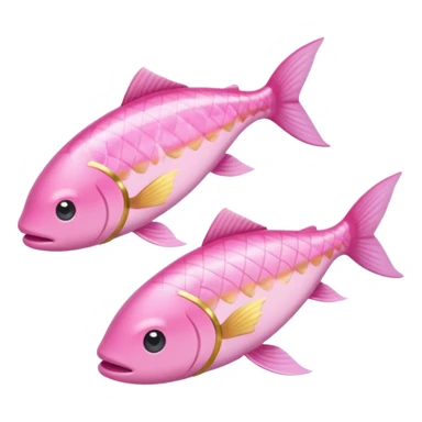 Two long fish one light pink one gold swimming oposite directions around each other Pisces sticker
