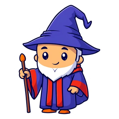 Magical wizard wearing hat and robe with Armenian flag colors (red, blue, and orange stripes) sticker