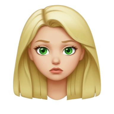 Pouting face blonde white girl green eyes  sticker