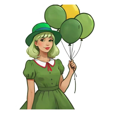Blonde girl with balloons sticker