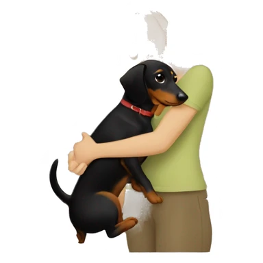 blonde woman kissing black and tan dachshund  sticker