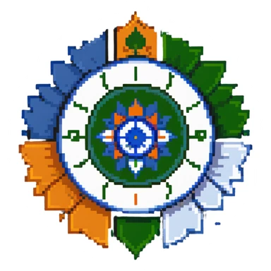Indian flag with saffron, white, and green horizontal stripes and blue Ashoka Chakra wheel in the center sticker