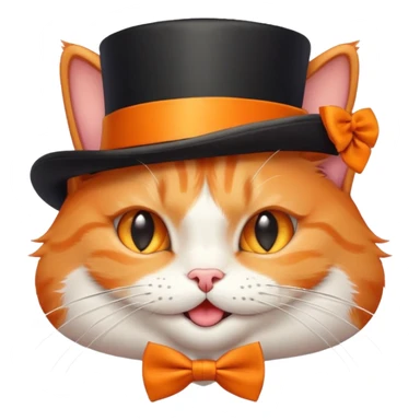 playful orange cat in a top hat and bow tie, winking sticker