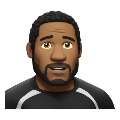 ufc referee herb dean shrugging his shoulders with a black shirt sticker