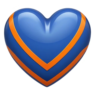 Glossy dark blue heart with straight orange athletic stripes going down the side sticker