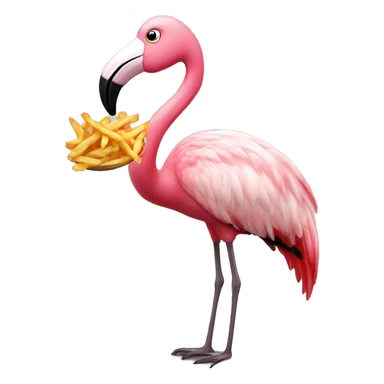 Flamingo eating fries sticker