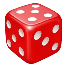 Red dice with white dots showing different numbers sticker