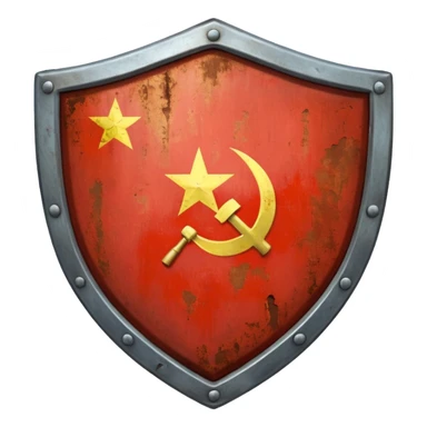 generate a very realistic shield with the USSR flag sticker