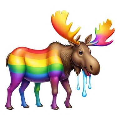 Moose puking rainbow sticker