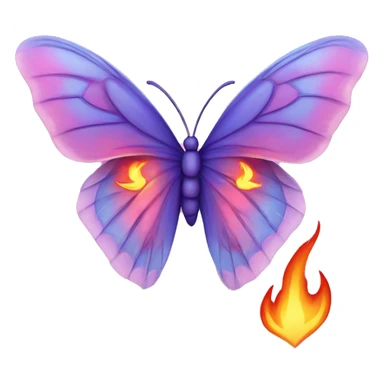 Heart with butterfly wings with flames of fire sticker
