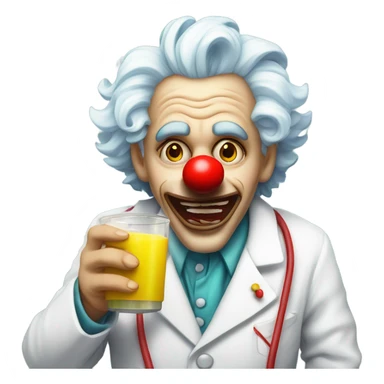 Clown doctor white coat drinking disgusting yellow drink sticker