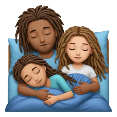 couple sleeping the male is brown skin with dreads and the female is hispanic with fair skin with long straight brunette hair sticker