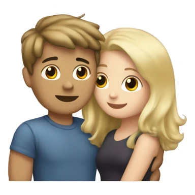 blonde boy hug brunette girl sticker