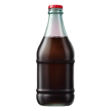 a glass bottle of dark soda with needles sticker