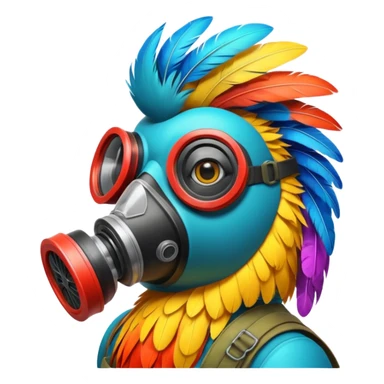 bird with gas masks sticker