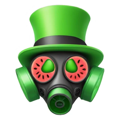 Green man with gas mask and watermelon top hat  sticker