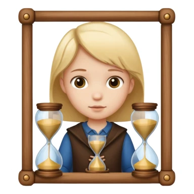 child holding hourglass in a  frame with no bg sticker