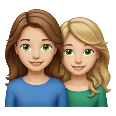 make me and my best friend togheter i have shoulder-lenght brown hair and light brown eyes and she has long wavy hair blonde/brown hair and green/blue eyes sticker