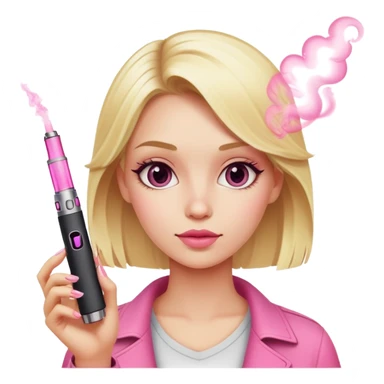 blond girl with a pink vape sticker