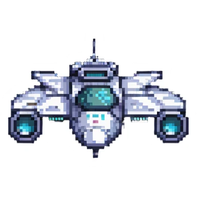 futuristic space cruiser pixel art sticker