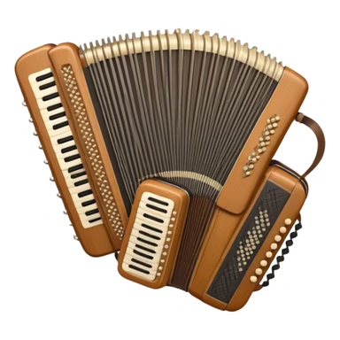 Create a warm and inviting humanless emoji representing folk singing. The design should feature a traditional microphone, perhaps with a wooden texture, symbolizing the rustic and authentic feel of folk music. Surround the microphone with subtle elements such as a hand-played tambourine, an accordion, or a balalaika to reflect the folk instruments. Add flowing musical notes to symbolize the vocal melodies. Use earthy, natural colors like browns, reds, and greens to evoke a sense of tradition, warmth, and connection to the community. The background should be transparent. sticker