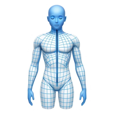Human body silhouette with digital 3D scanning grid lines covering it, futuristic body scan sticker