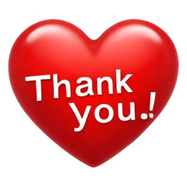 Thank you text in a heart sticker