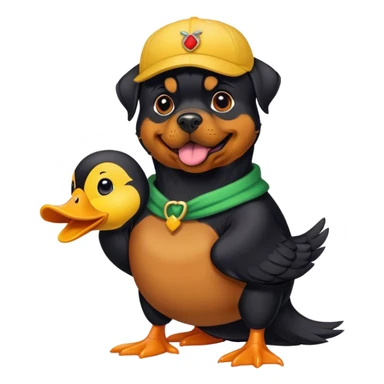 Rottweiler in a duck costume  sticker