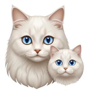 White British longhair cat blue eyes with brown eye girl sticker