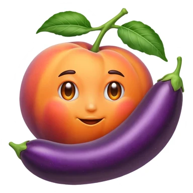 Peach sit on eggplant sticker