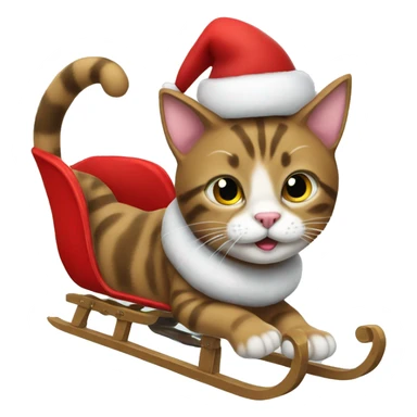 Cat on Santa sled sticker