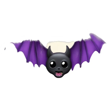 purple black vampire bat wings flying in front of large dripping crescent moon sticker