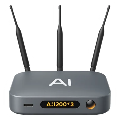 A simple 2d TV box facing the camera that has simple text 'AI' on its screen. The TV has antennas on it.  sticker