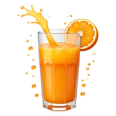 Extreme juice burst emoji, citrus explosion, dynamic splash, bold cartoon style, high saturation, transparent background. sticker