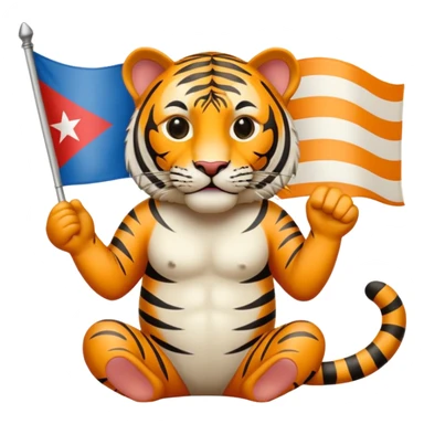 Quiero un tigre mezclado con la bandera cubana. Porque no apodan el tiger y soy de cuba. 
Quiero un tigre asi cubano pero con unos audífonos de dj, además un tigre fuerte y con cara de tigre agresivo sticker