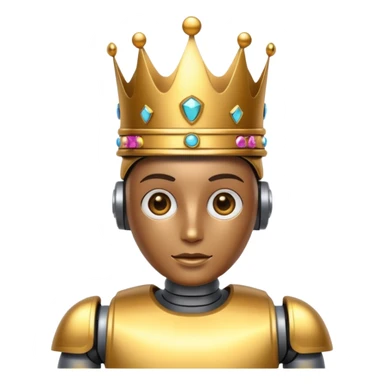 robot wearing a crown sticker