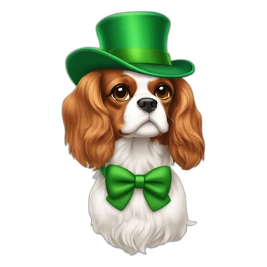 cavalier king charles spaniel with green hat and green bowtie sticker