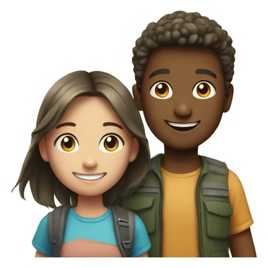smiling girl and boy outdoors sticker