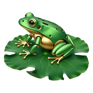robot frog on lotus leaf sticker