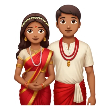 indian woman in saree and indian man in dhoti (shirtless) putting garlands on each other sticker