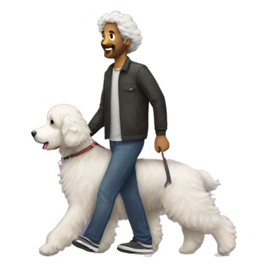 man walking a bernedoodle sticker