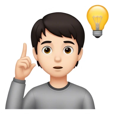 boy with dark hair having an idea sticker