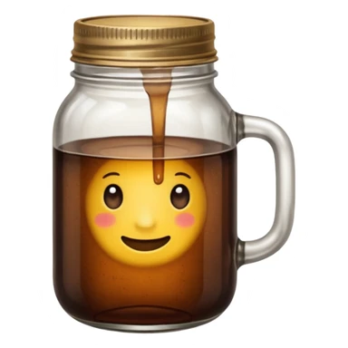 maason jar without any stars, 2d, in google emoji style, mason jar with dark fluid (like kvass) sticker